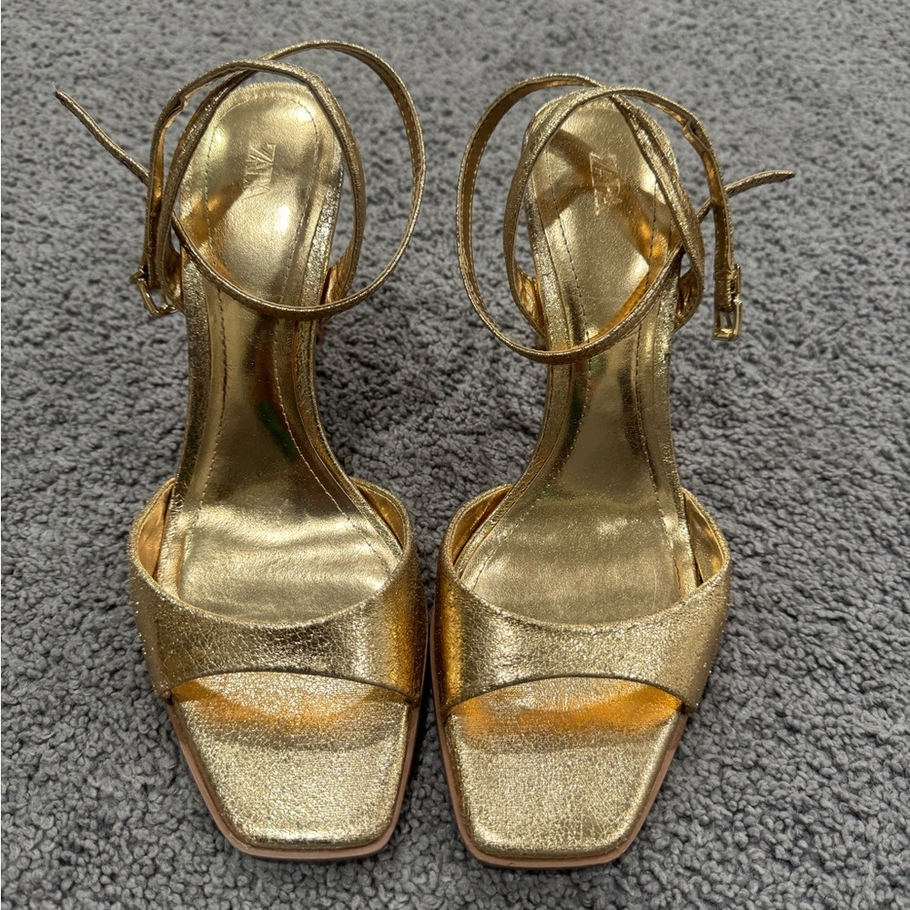 Zara Gold Strappy Heels